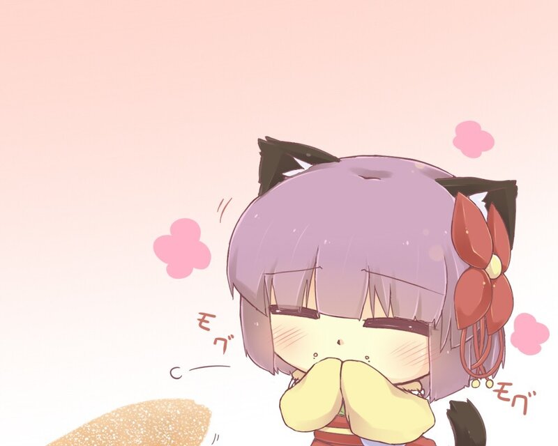 chibi cat girl blushing