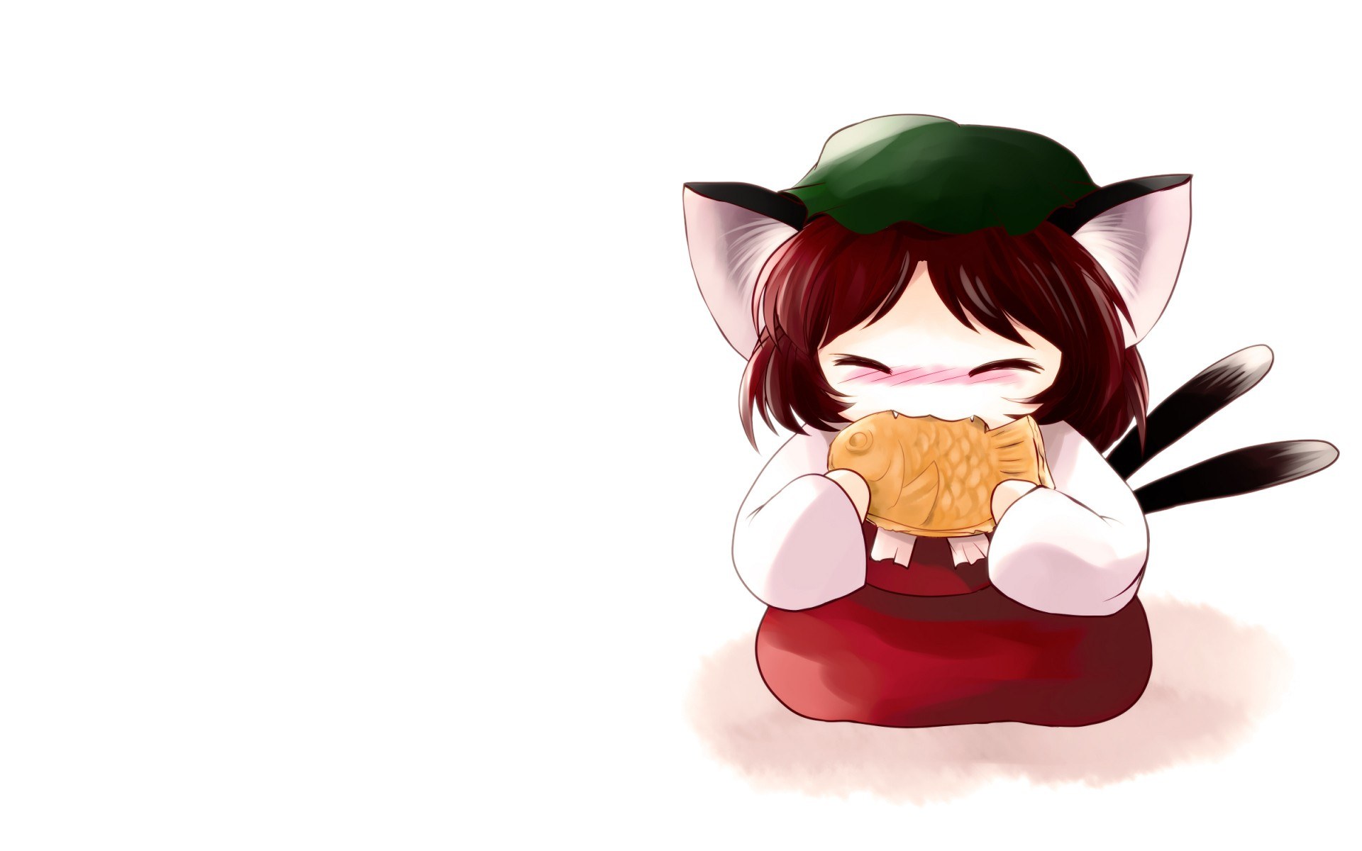 chibi cat girl eating fish