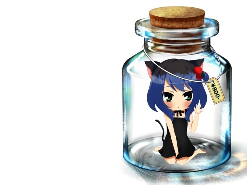 Chibi Cat Girl in Bottle