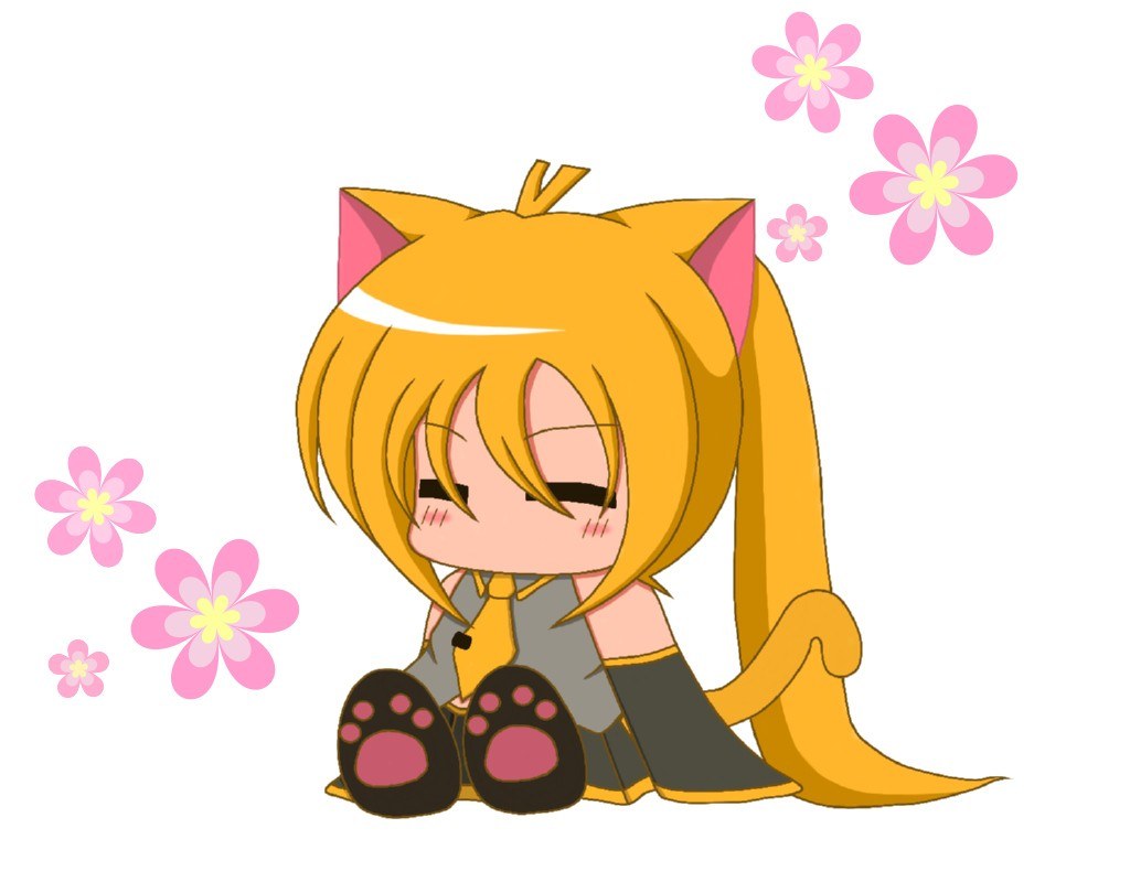 chibi cat girl with flowers