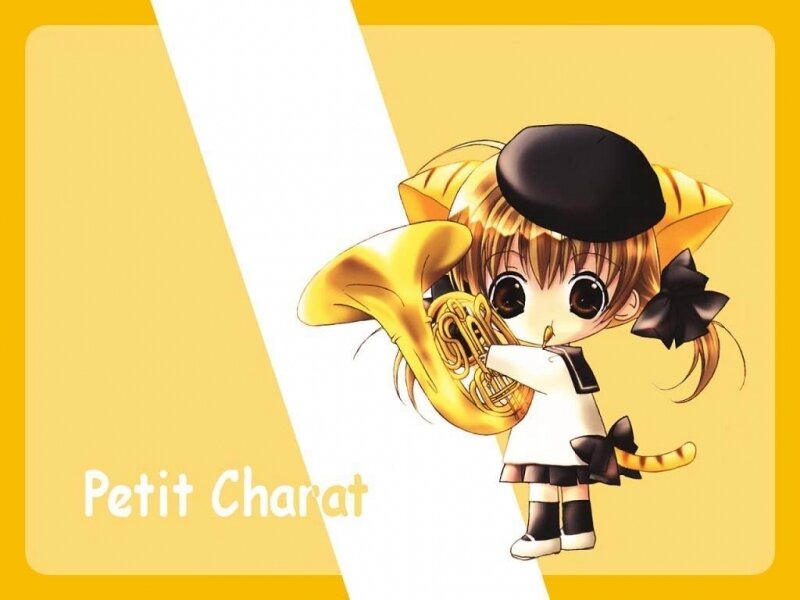 chibi cat girl with french horn