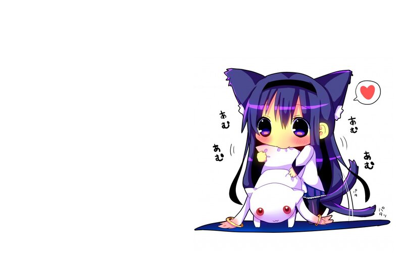 chibi cat girl with pet