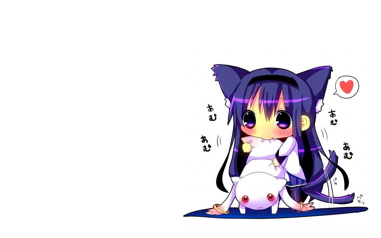 chibi cat girl with pet