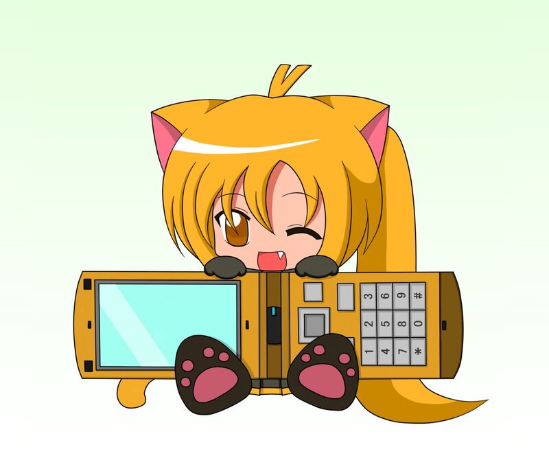 chibi cat girl with phone