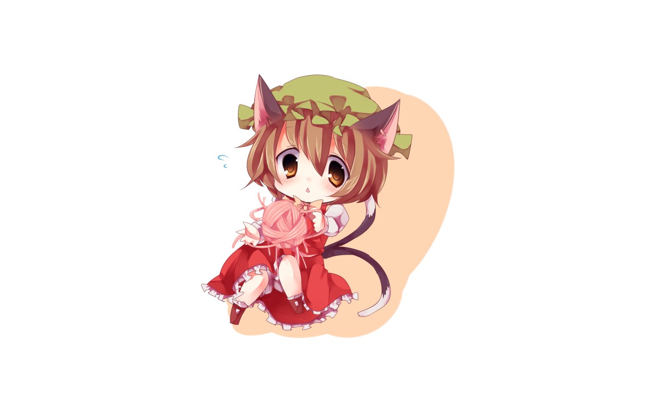 chibi cat girl with yarn