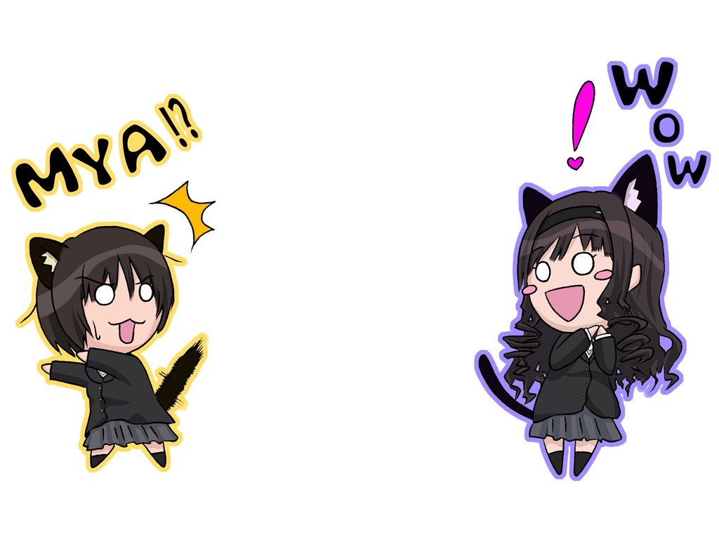 Chibi cat girls with text