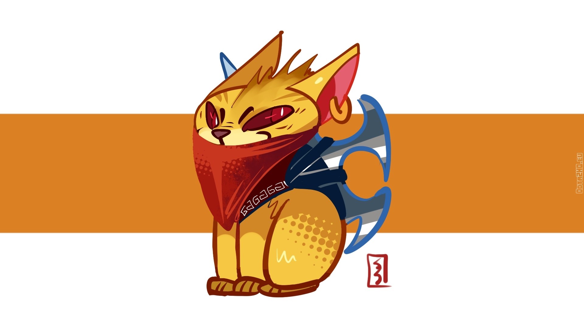 chibi cat warrior character