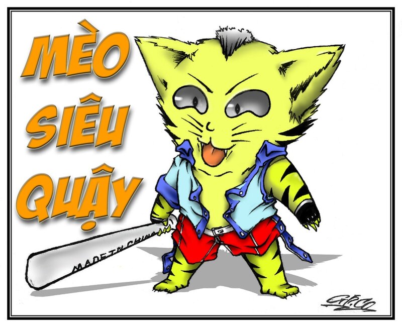 Chibi cat warrior with bat