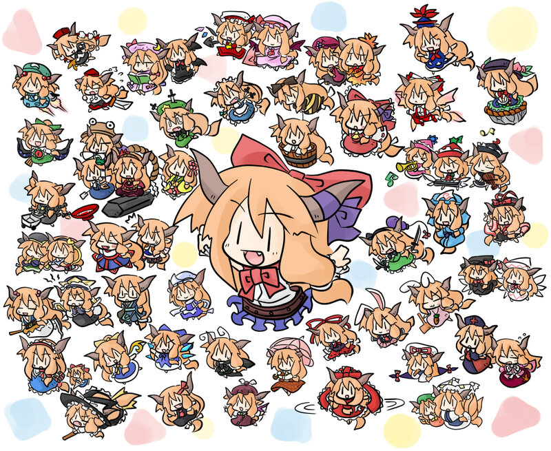 Chibi character collage