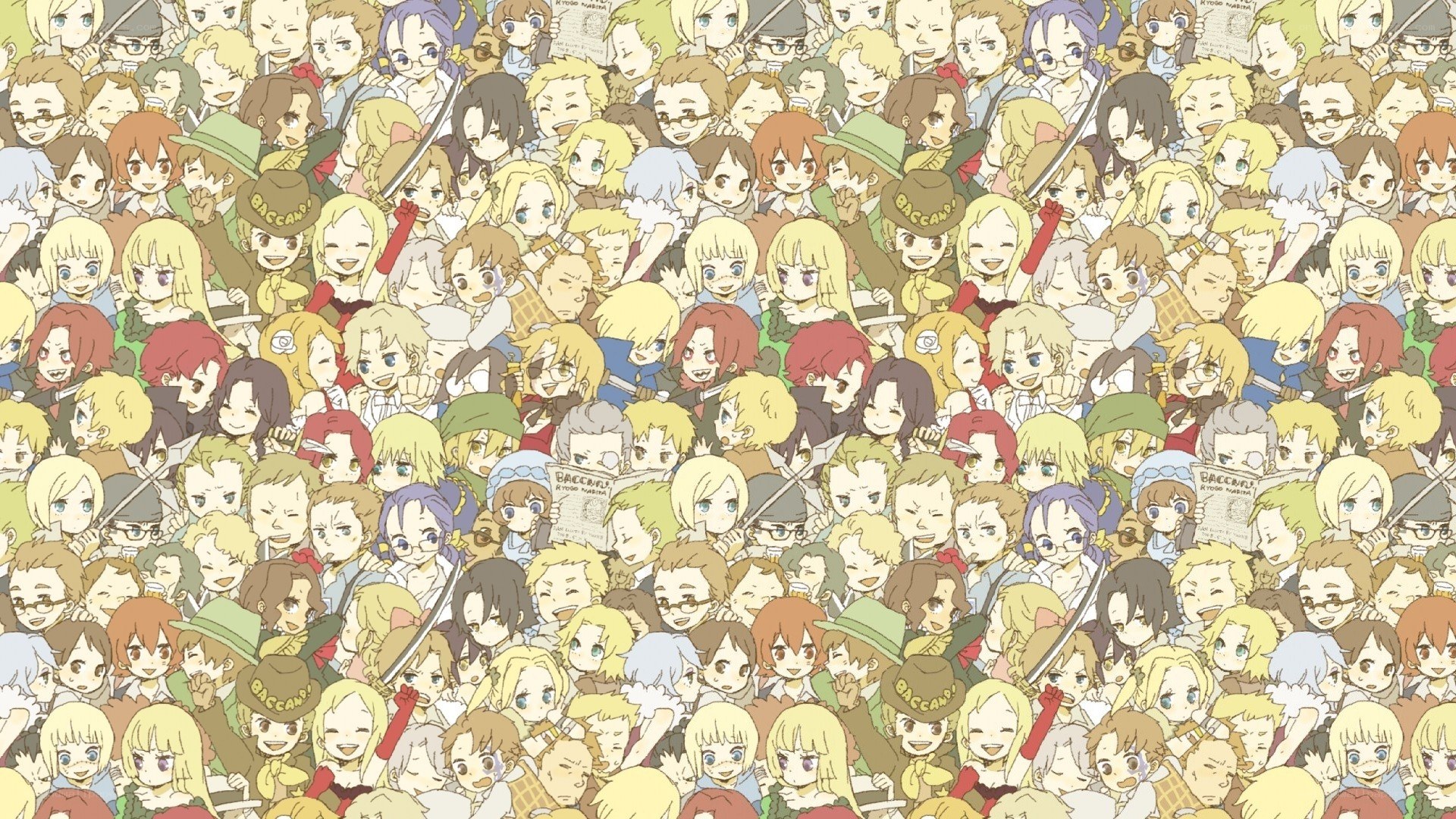 Chibi character crowd scene