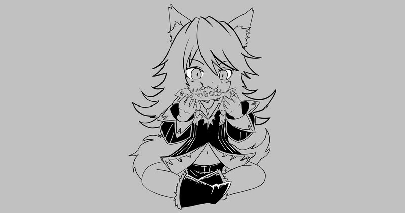 Chibi Character Eating Fish