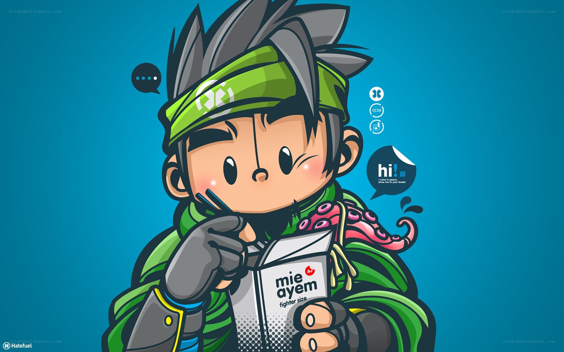 chibi character eating noodles