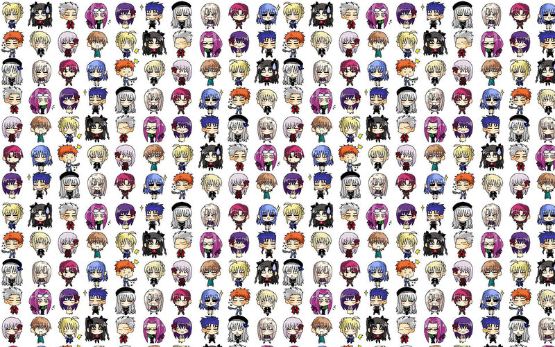 Chibi character grid collage