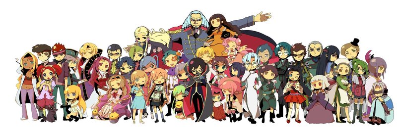 Chibi character group art