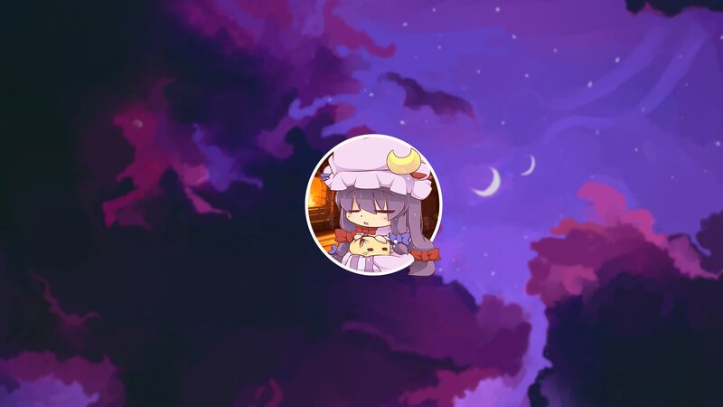 Chibi Character Holding Cat — Purple
