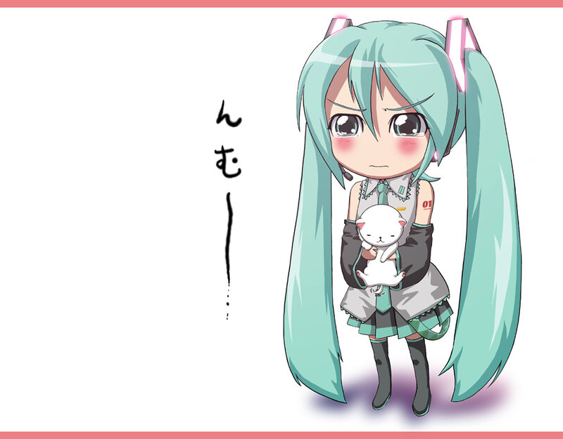 Chibi Character Holding Cat