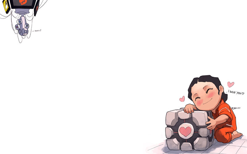 Chibi Character Hugging Cube
