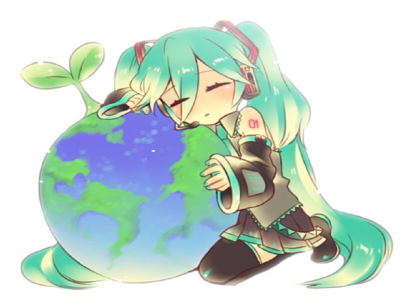 Chibi Character Hugging Planet