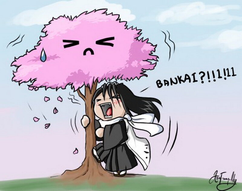 Chibi Character Hugging Tree
