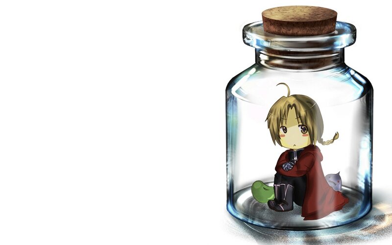 chibi character in a bottle