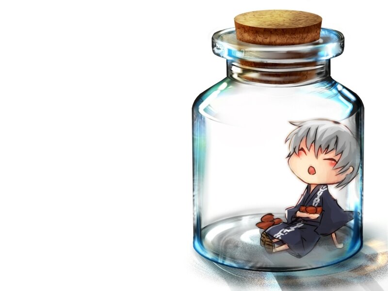 Chibi Character in a Bottle — White