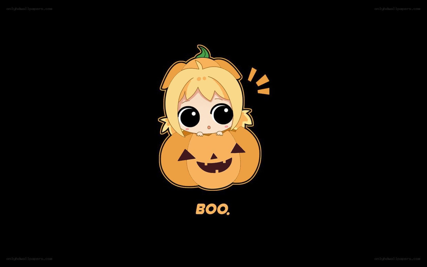 chibi character in pumpkin costume