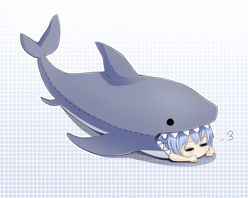 chibi character in shark costume