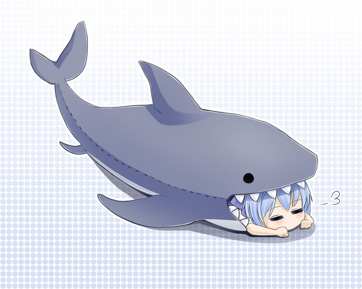 chibi character in shark costume