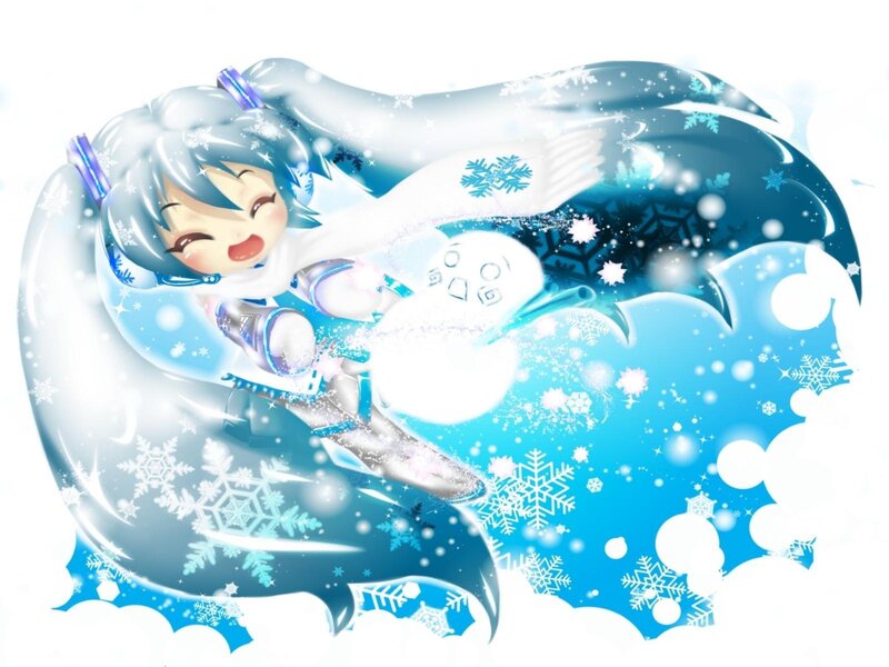 Chibi Character in Snow — Blue