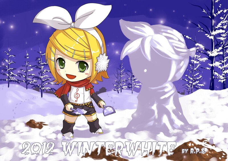 Chibi Character in Snow — Purple