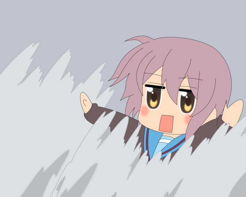 chibi character in snow