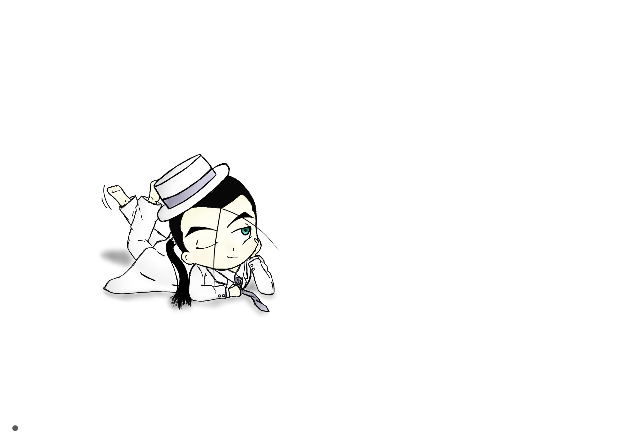 chibi character in white suit