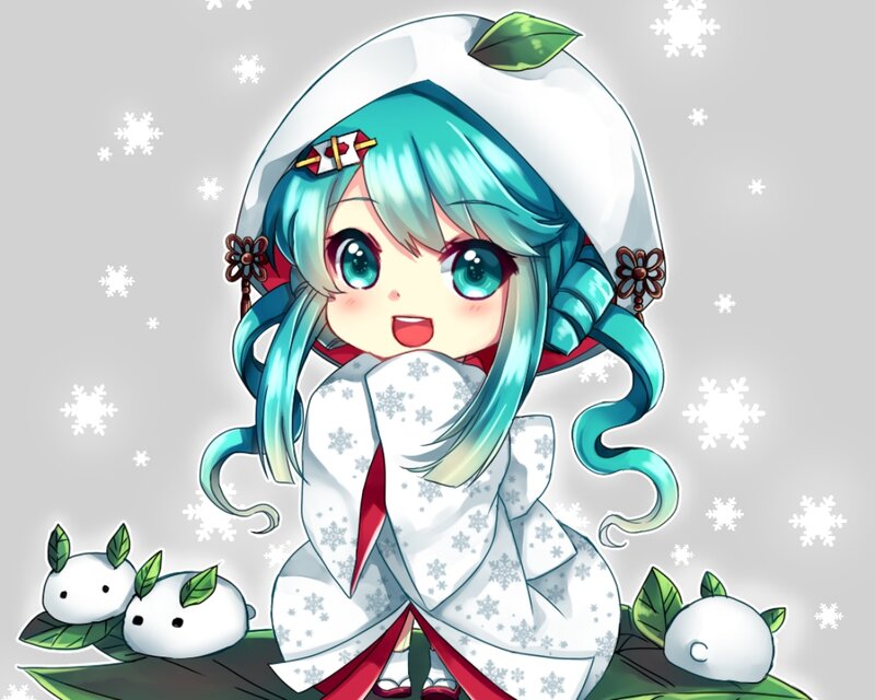 Chibi Character in Winter — White