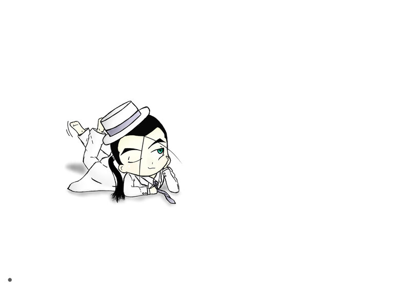 Chibi Character Lying Down — White