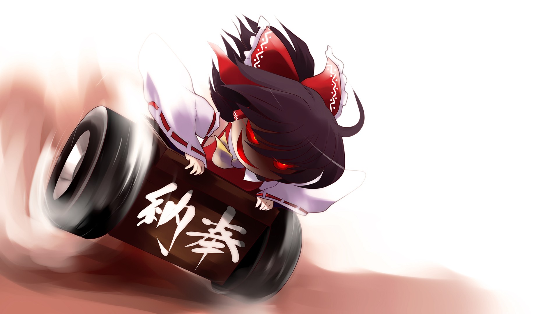 chibi character on a barrel