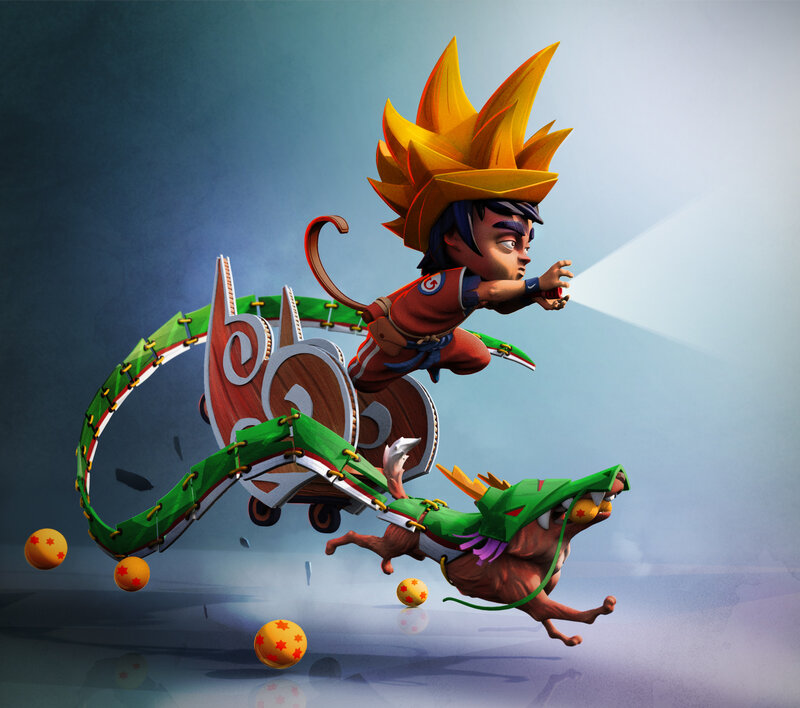 Chibi Character on Dragon