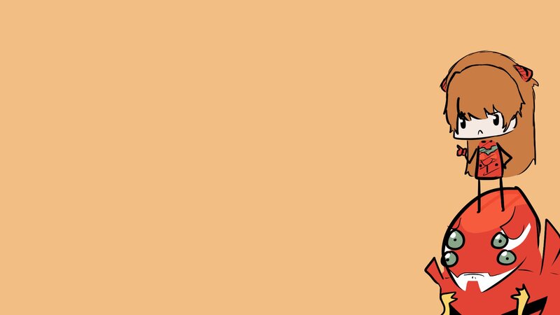 Chibi Character on Monster — Orange