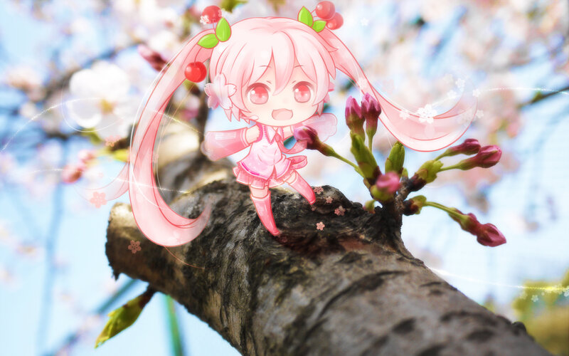 Chibi Character on Tree Branch