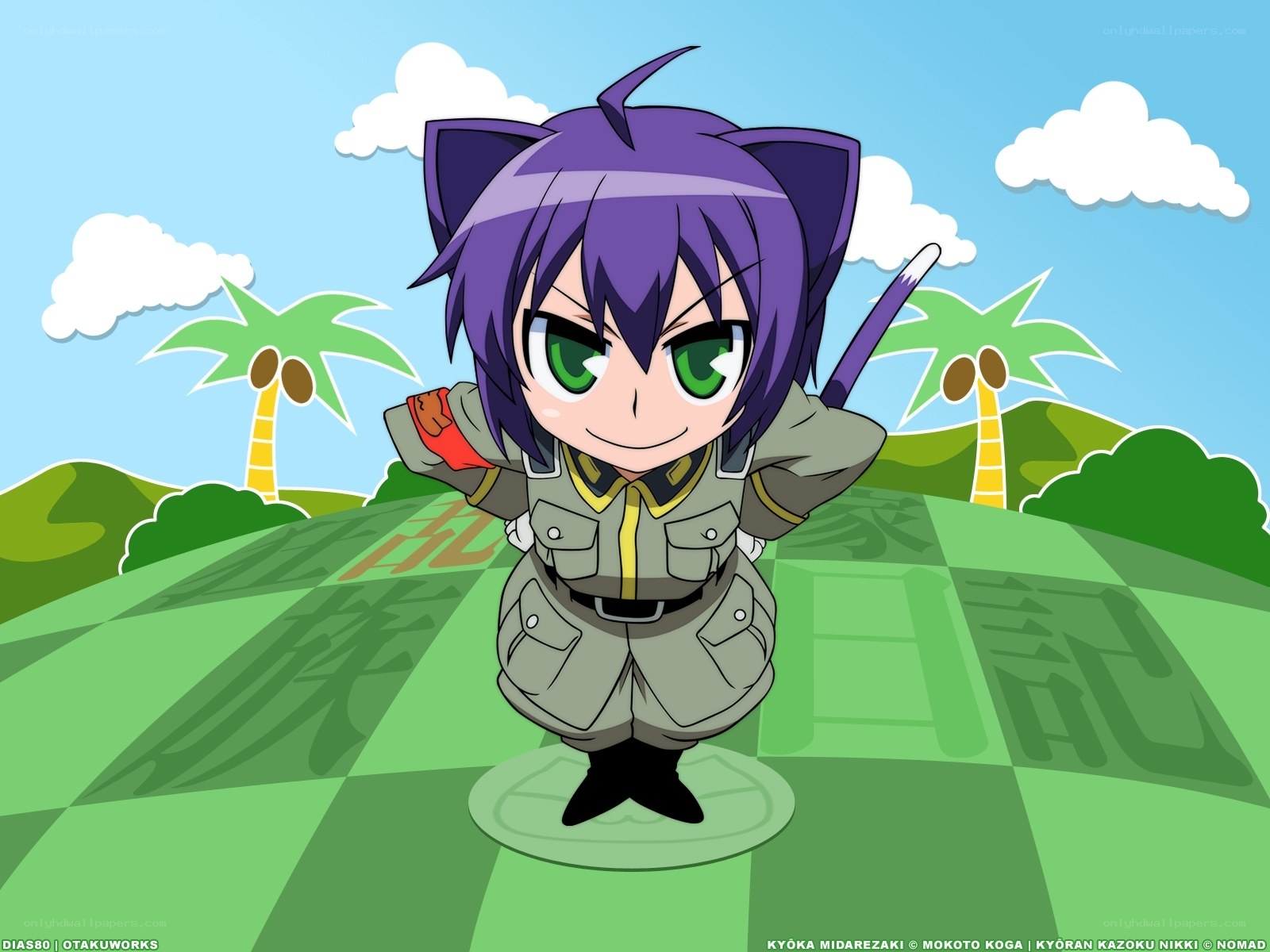 chibi character on tropical island