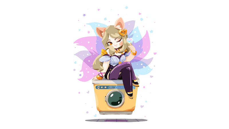 Chibi Character on Washing Machine