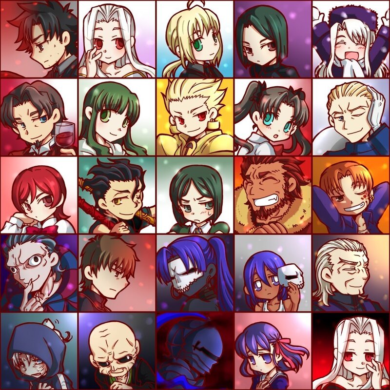 Chibi character portraits from Fate series