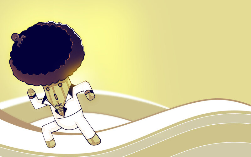 Chibi Character Running — Yellow