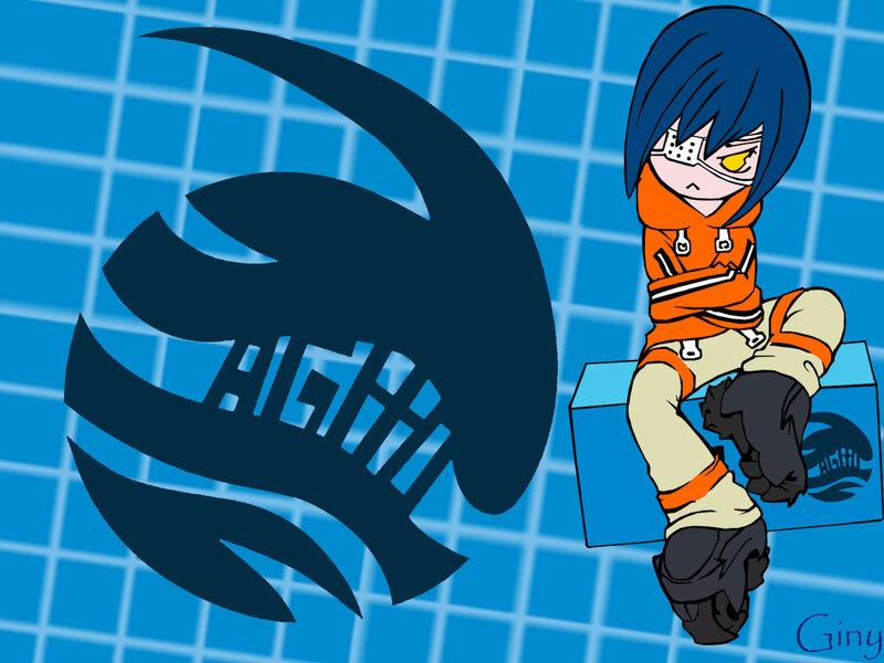 Chibi Character Sitting — Blue