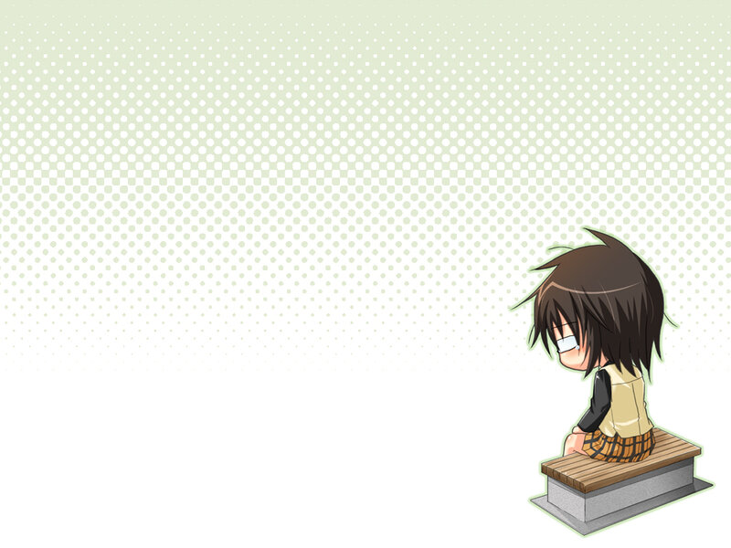 chibi character sitting on bench