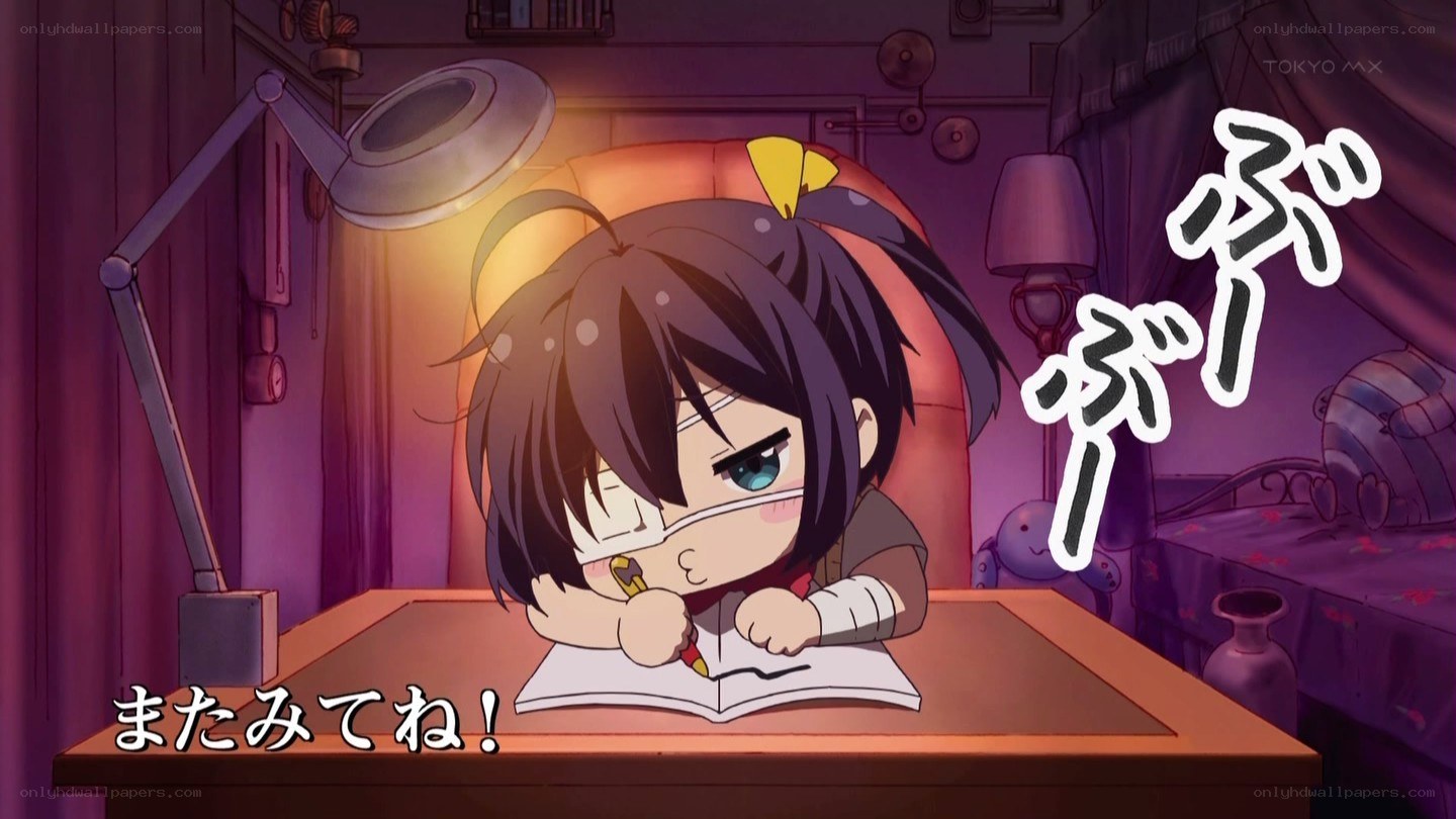 chibi character studying