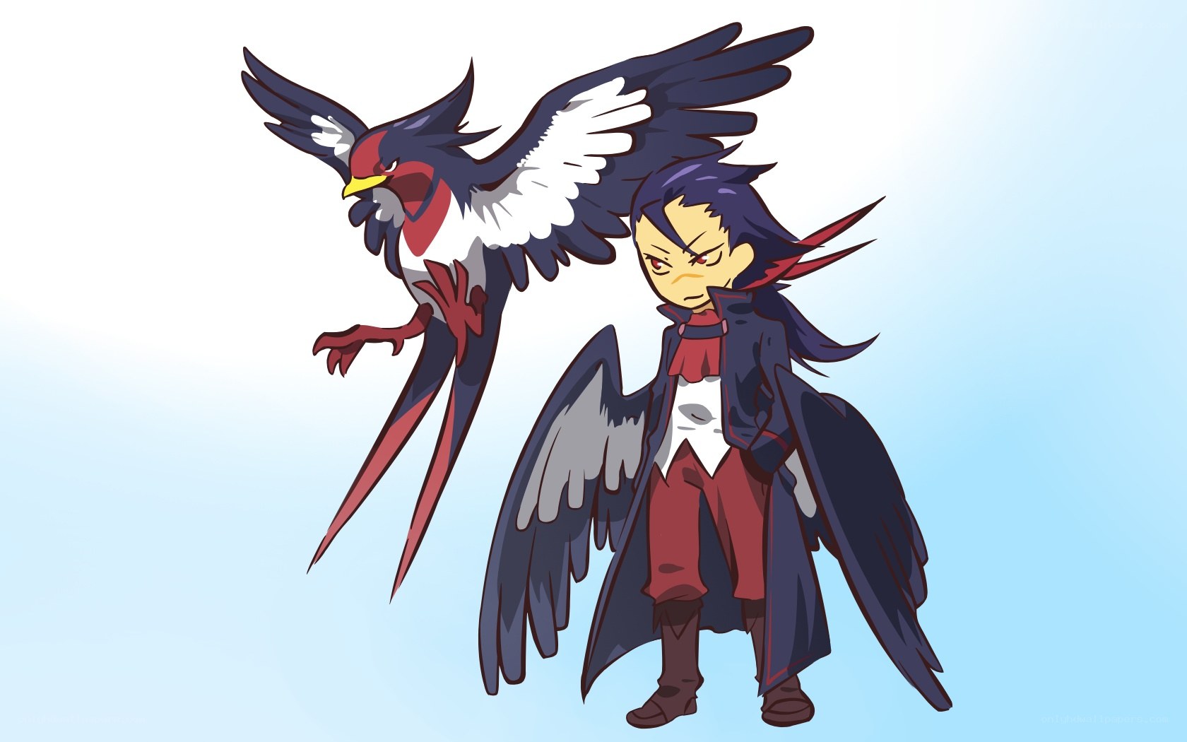 Chibi character with bird companion