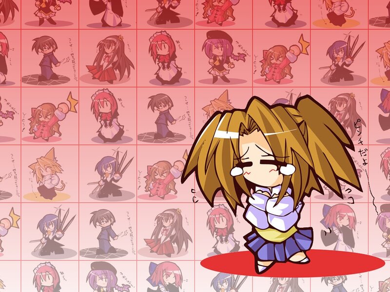 Chibi Character with Blonde Hair — Red
