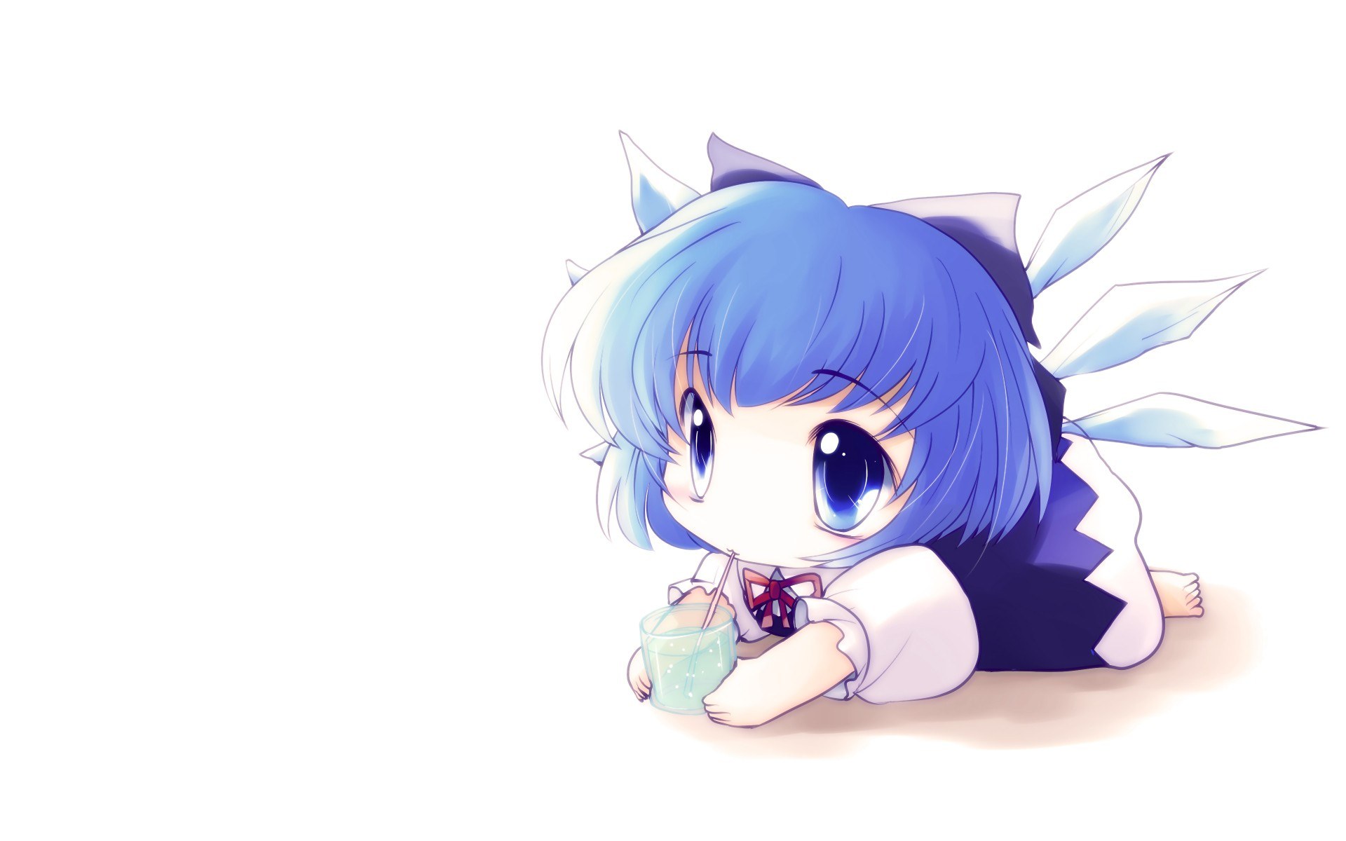 chibi character with blue hair