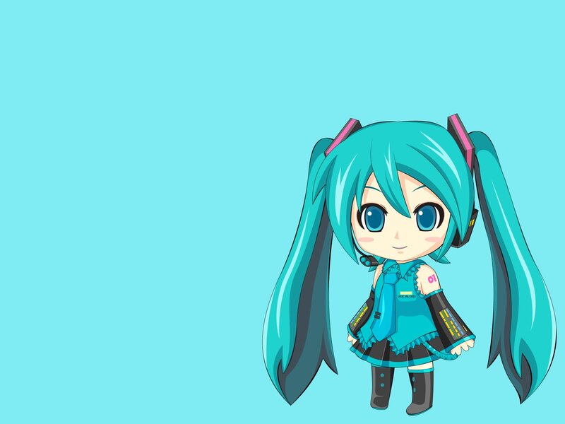 Chibi Character with Blue Hair — Cyan, Calm