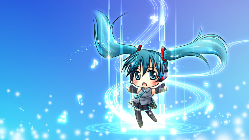 Chibi Character with Blue Hair — Energetic, Digital Art